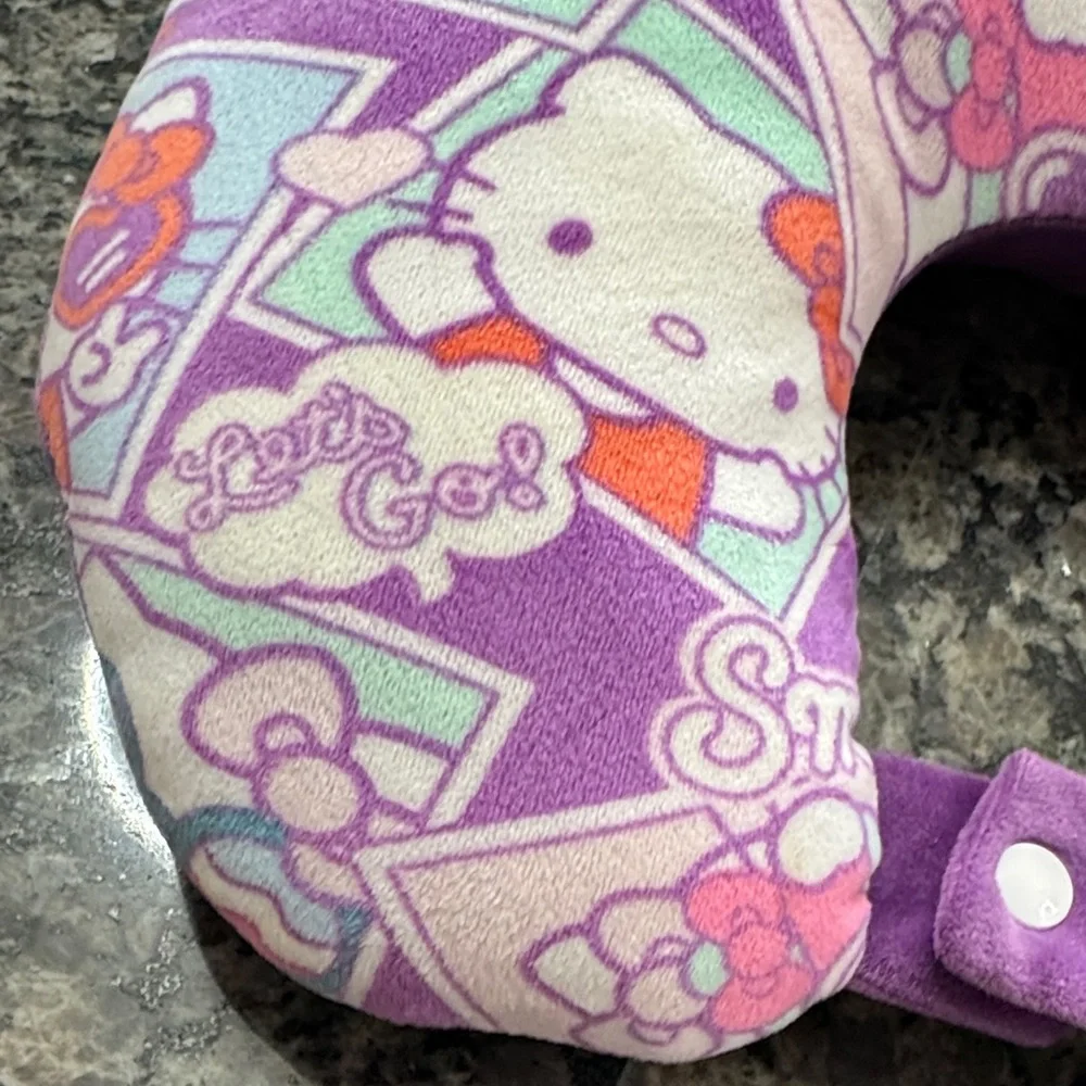 Hello Kitty Purple and Pink Plush Travel Neck Pillow EUC